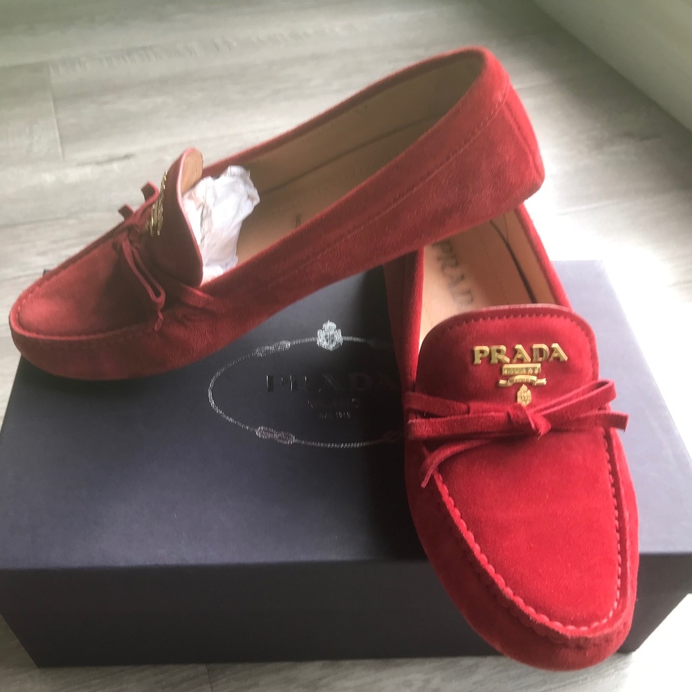 Brick Red Prada Driving Shoe - Loafers
